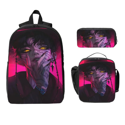 K-pop Demon Hunters Saja Boys School Bags Set – Backpack, Pencil Case & Lunch Box