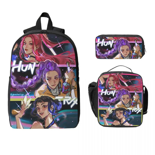 K-pop Demon Hunters Saja Boys School Bags Set – Backpack, Pencil Case & Lunch Box