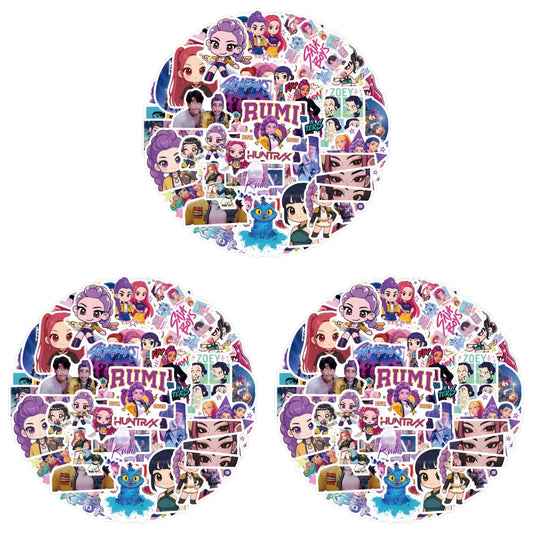 3PCS Set KPop Demon Hunters Anime Stickers – Vintage Waterproof Decals