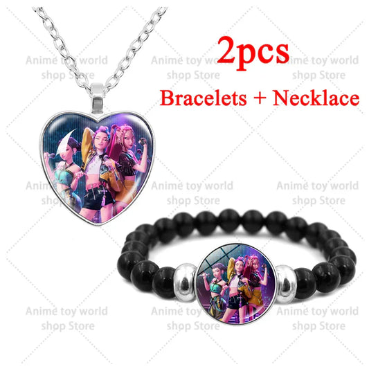 Exquisite Kpop Demon Hunters Jewelry Set – Necklace and Bracelet for Fans