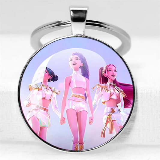 6PCS Kpop Demon Hunters Keychains – Cartoon Charms &amp; Metal Chains