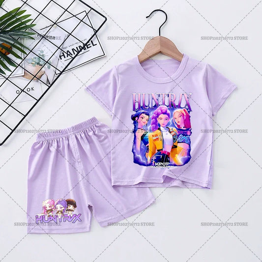 New KPop Demon Hunters Girl Pajamas – 2pcs Set for Kids