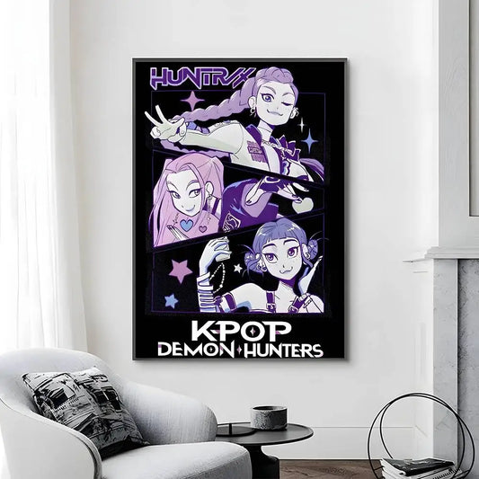 Cartoon Movie K-Pop Demon Hunters Canvas Poster – Art for Fans &amp; Collectors