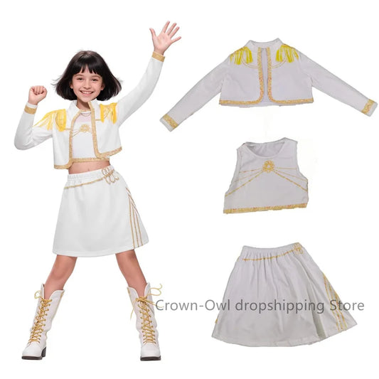 Kids Girls 3D Print Rumi Zoey Mira Cosplay Costume – Perfect for Kpop &amp; Demon Hunter Fans