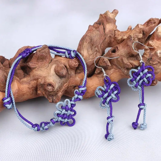 Anime KPop Demon Hunters Cosplay Jewelry – Woven Rope Bracelet &amp; Earring Set