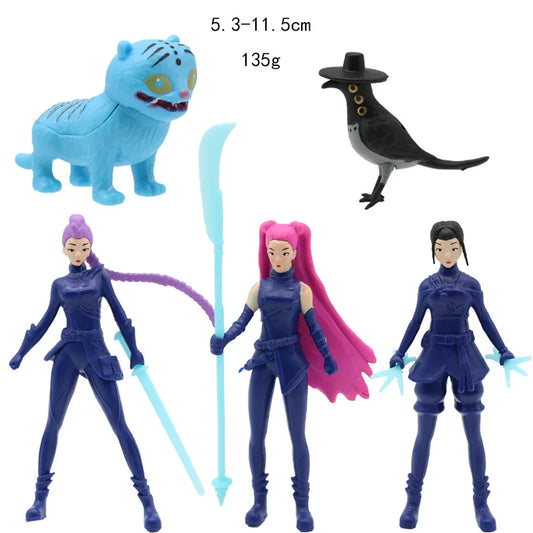 KPop Demon Hunters Figures Set – 5PCS Rumi, Mira, Zoey &amp; Tiger Statues
