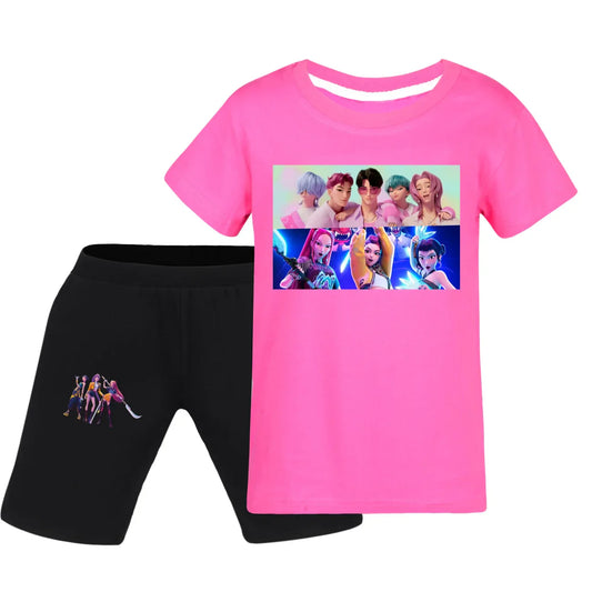 Summer KPop Demon Hunters Kids Clothing Set – Trendy Anime Fashion for Boys &amp; Girls