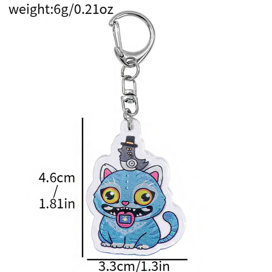 Anime Movie KPop Demon Hunters Tiger Crow Acrylic Keyring – Stylish Halloween Accessory
