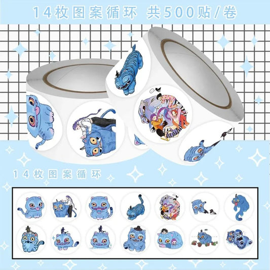 500pcs/Roll Funny Kpop Demon Hunters Cat Cartoon Sealing Stickers