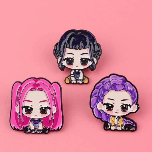 Cute Enamel Pins Set – KPOP Demon Hunters Cartoon Brooches