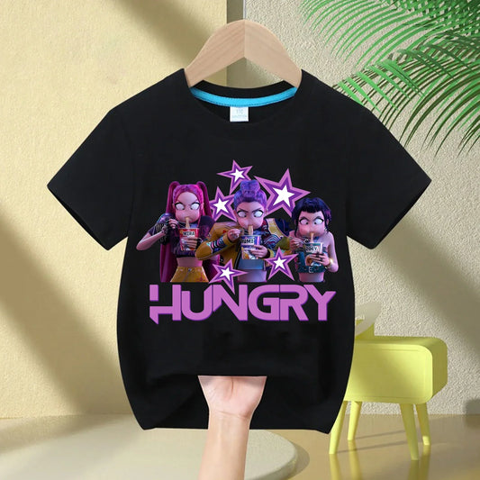 2025 Hot Movie Soft Cotton Baby Girls T-Shirt for KPop Demon Hunters Fans