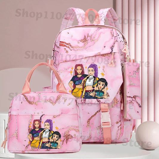K-pop Demon Hunters 3-Piece Schoolbag Set – Stylish Anime Fashion Supplies