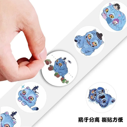 500pcs/Roll Funny Kpop Demon Hunters Cat Cartoon Sealing Stickers