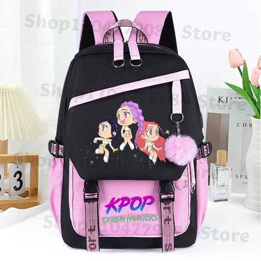 K-pop Demon Hunters Fashion Backpack – Stylish Anime Schoolbag for Students