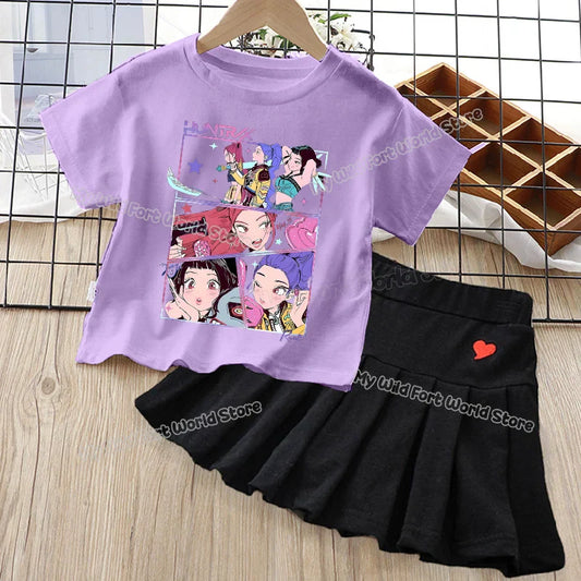 KPop Demon Hunters Girl Clothes Set – Trendy Kids Dress Outfits