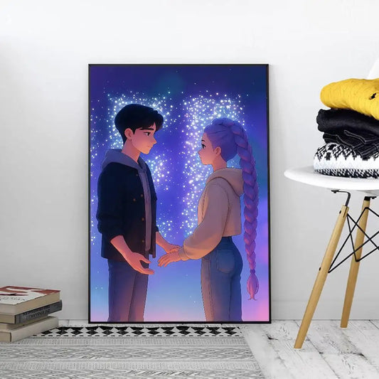 KPop Demon Hunters Rumi &amp; Jinu Poster – DIY Sticky Wall Art