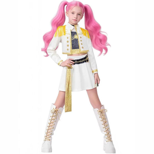 Kids Girls Kpop Demon Hunters Cosplay Costume – Rumi, Zoey, Mira Full Suit Set