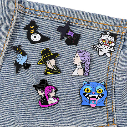 8 Pcs Personality Cartoon Brooch Set – Enamel Pins for Kpop and Anime Fans