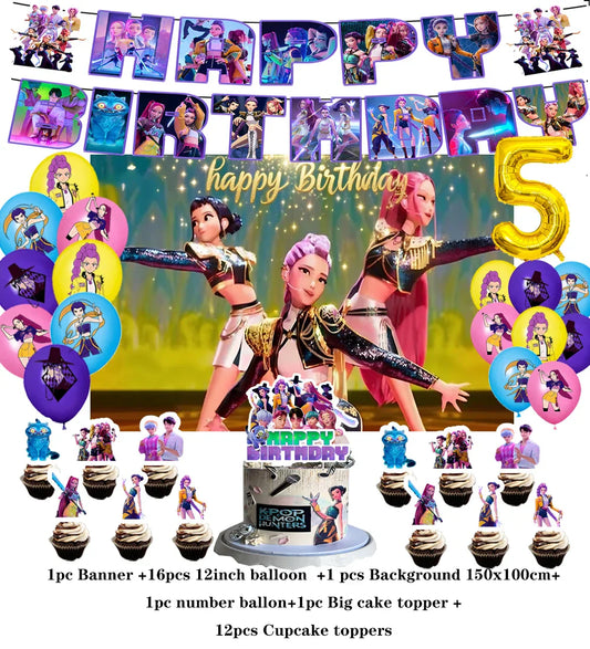 HUNTR/X KPOP Demon Hunters Backdrop – Perfect for Parties and Photography