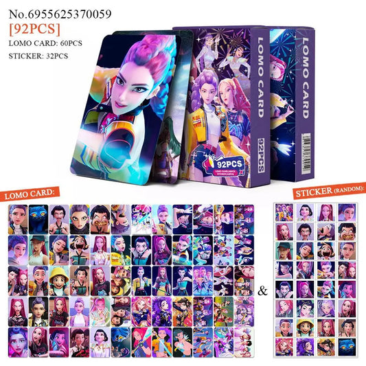 92PCS Anime KPop Demon Hunters Photo Card Stickers Collection