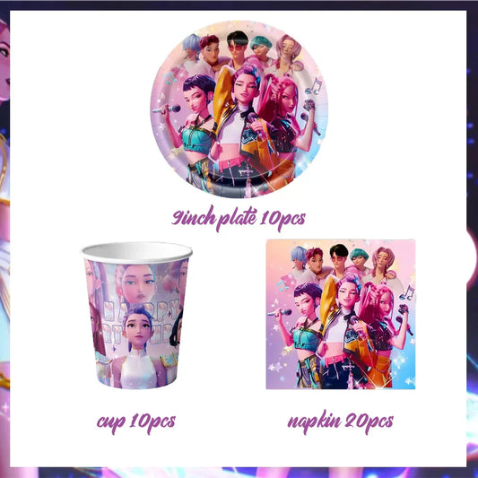 KPop Girl Demon Hunter Birthday Party Decorations Set